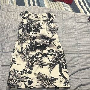 Women’s Black & White Floral Fit-and-Flare Mini Dress